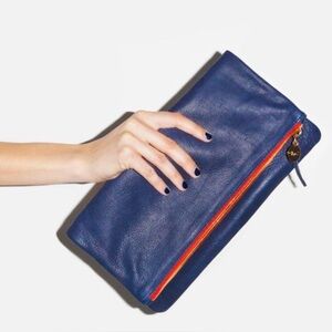 Clare V Marine Rope Woven Suede Foldover Clutch